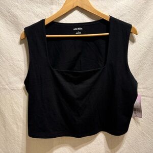 Wild Fable Women’s Square Neck Tiny Tank Crop Top Black 1X NWT